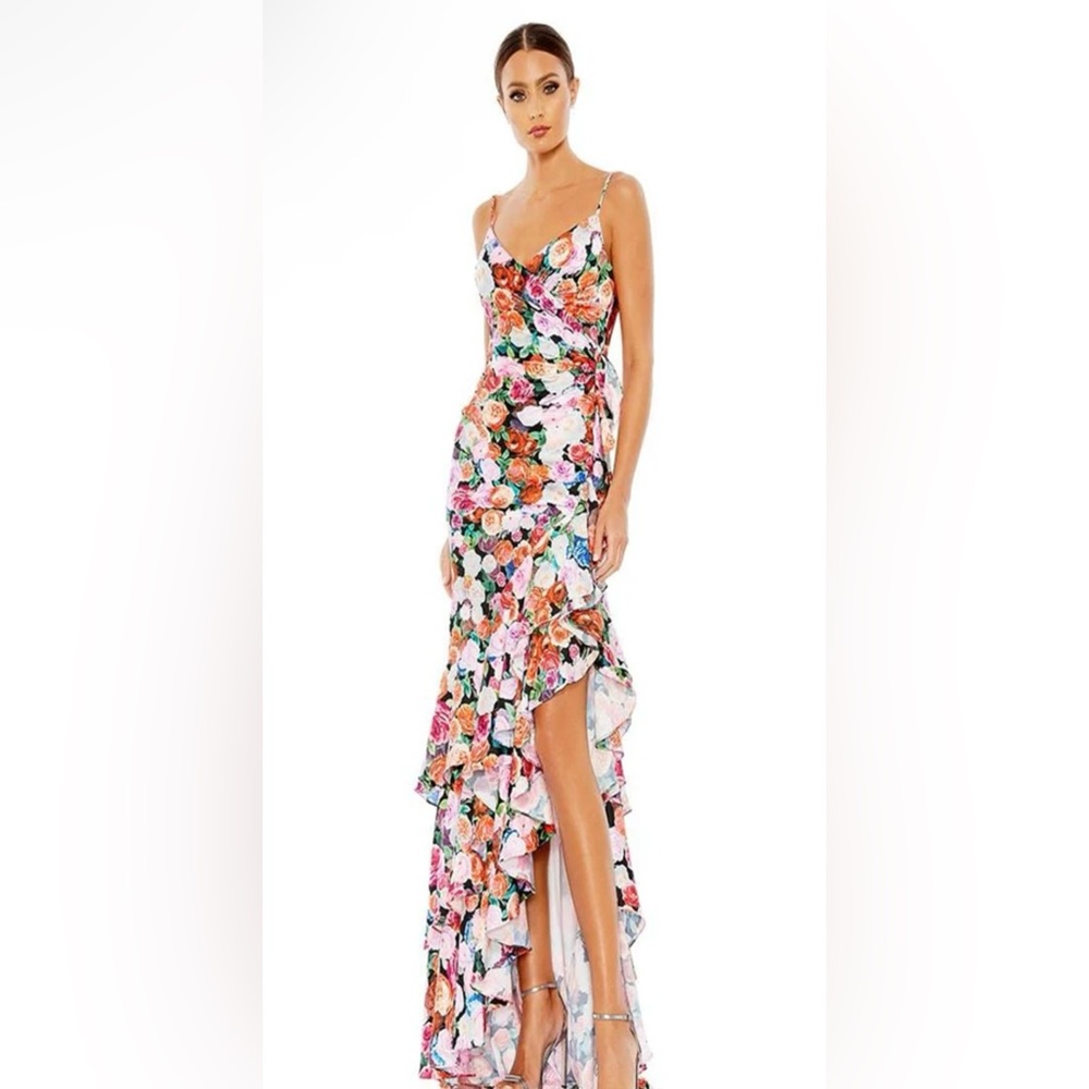 Mac Duggal Floral Print Asymmetrical Gown. Size 0 and 6. Both NWT.